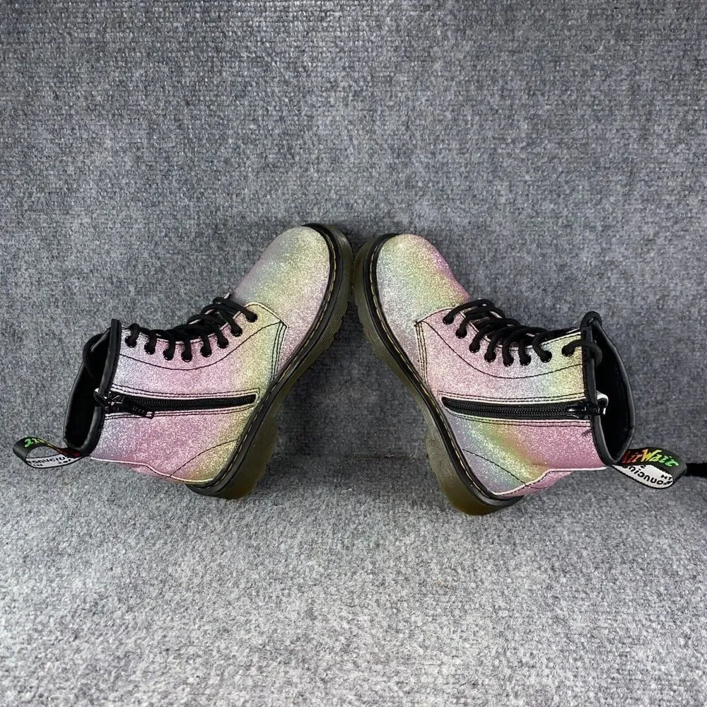 Dr. Martens Boots 1460 Girls 13 Pink Ombre Glitter Lace Up Combat Shoes - Picture 5 of 12